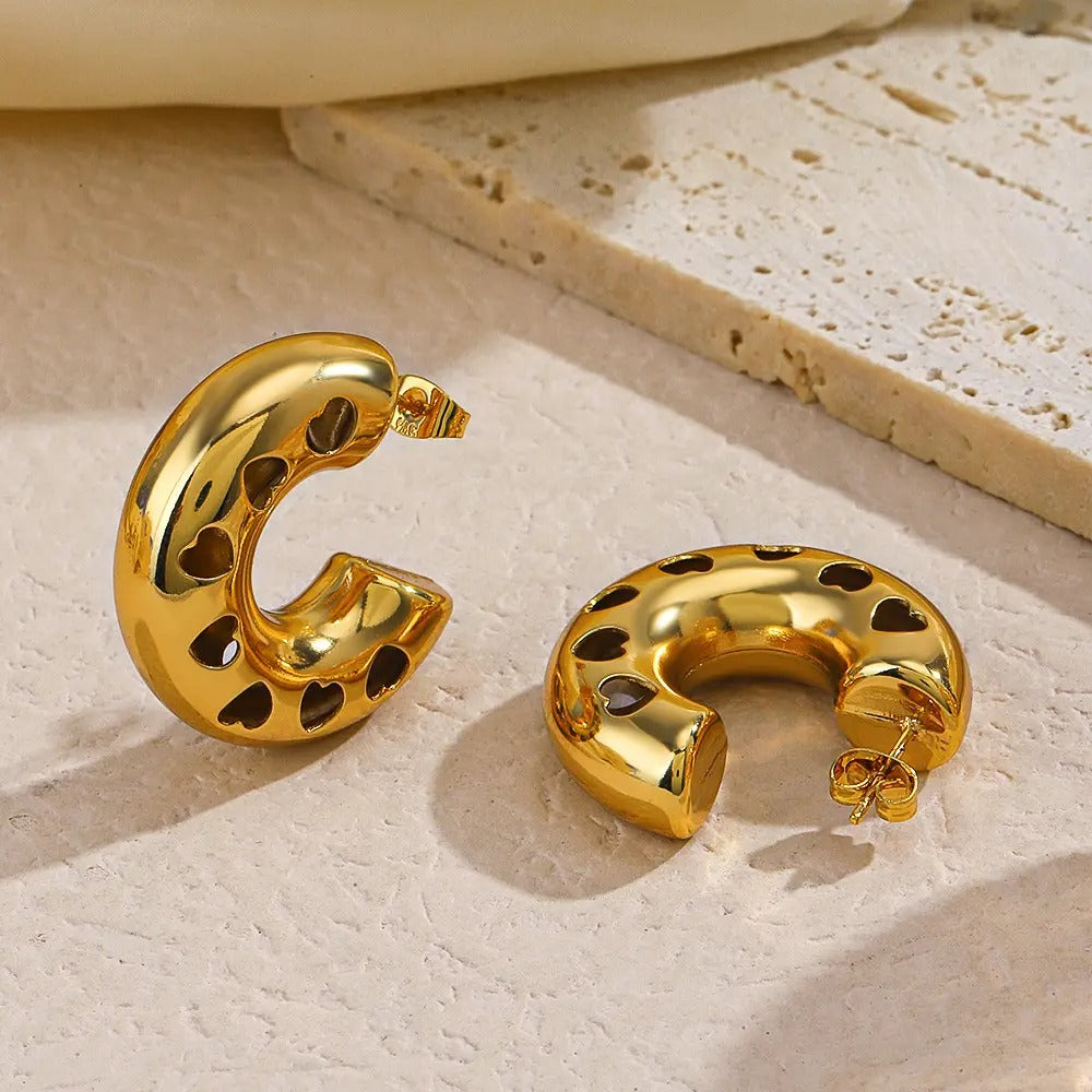 18K Gold Plated Heart Earring