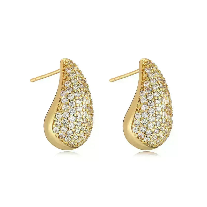 Gem Studded Parrot In A Water Drop Earrings (Gold-plated) - directcreate.com
