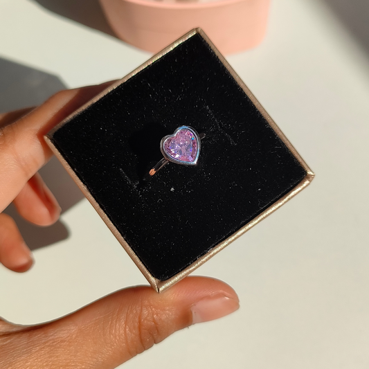 Pretty Pink Heart Zircon Ring