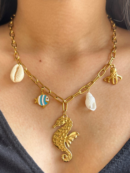 Golden Seahorse Charm Necklace