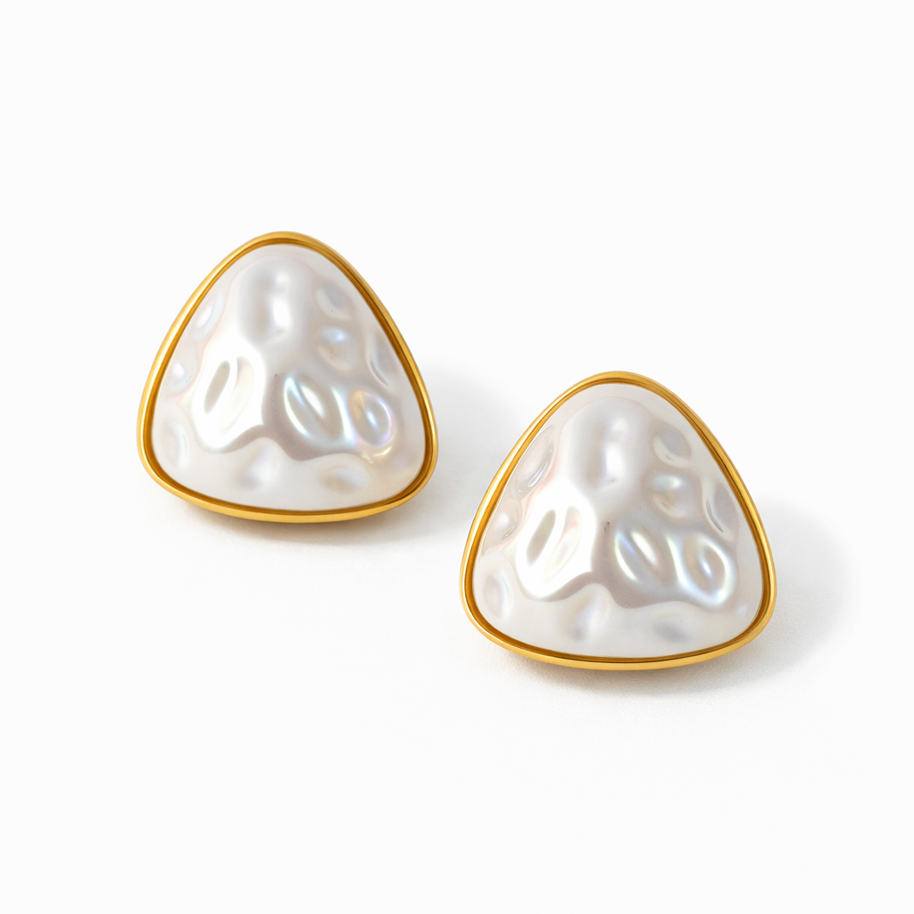 Resin Pearl Zircon Ear Studs