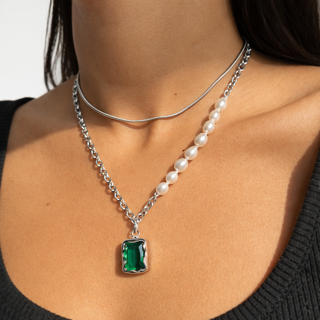 Pearl Emerald Necklace