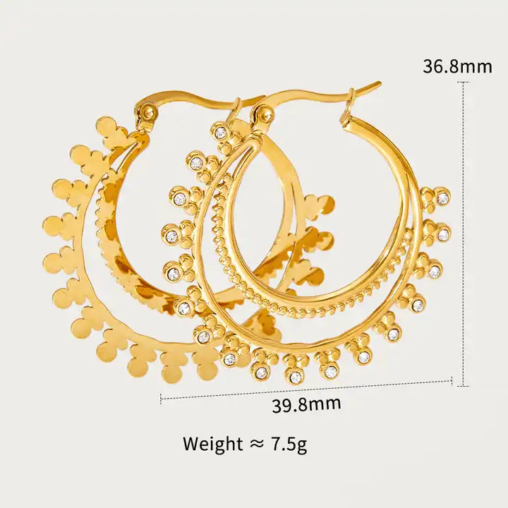 Classic Designer Gold Plated Stylish Clip-on Hoop Earring for Girls And  Woman ..