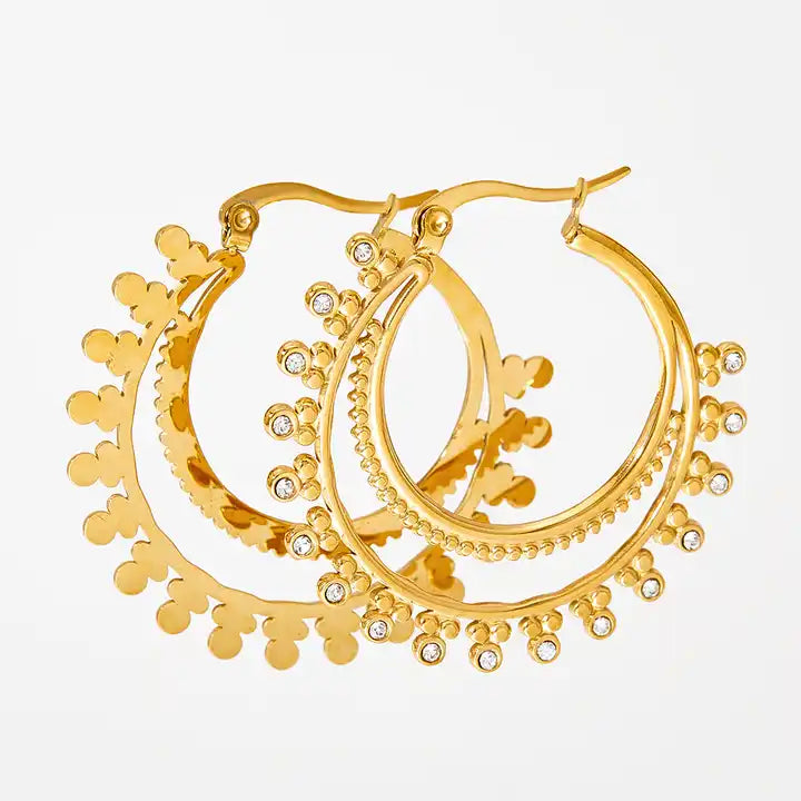 Diamante Dotted Double Layer Hoop Earrings