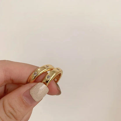 Chunky 18K Gold Plated Stainless Steel Zircons Ring