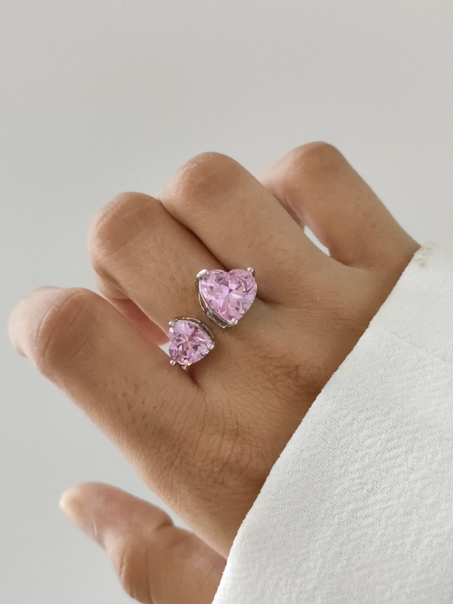 Pink Two Heart Rings