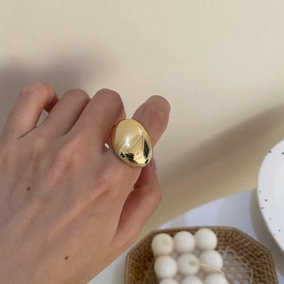 18k Golden Plated Bold Oval Shaped Ring