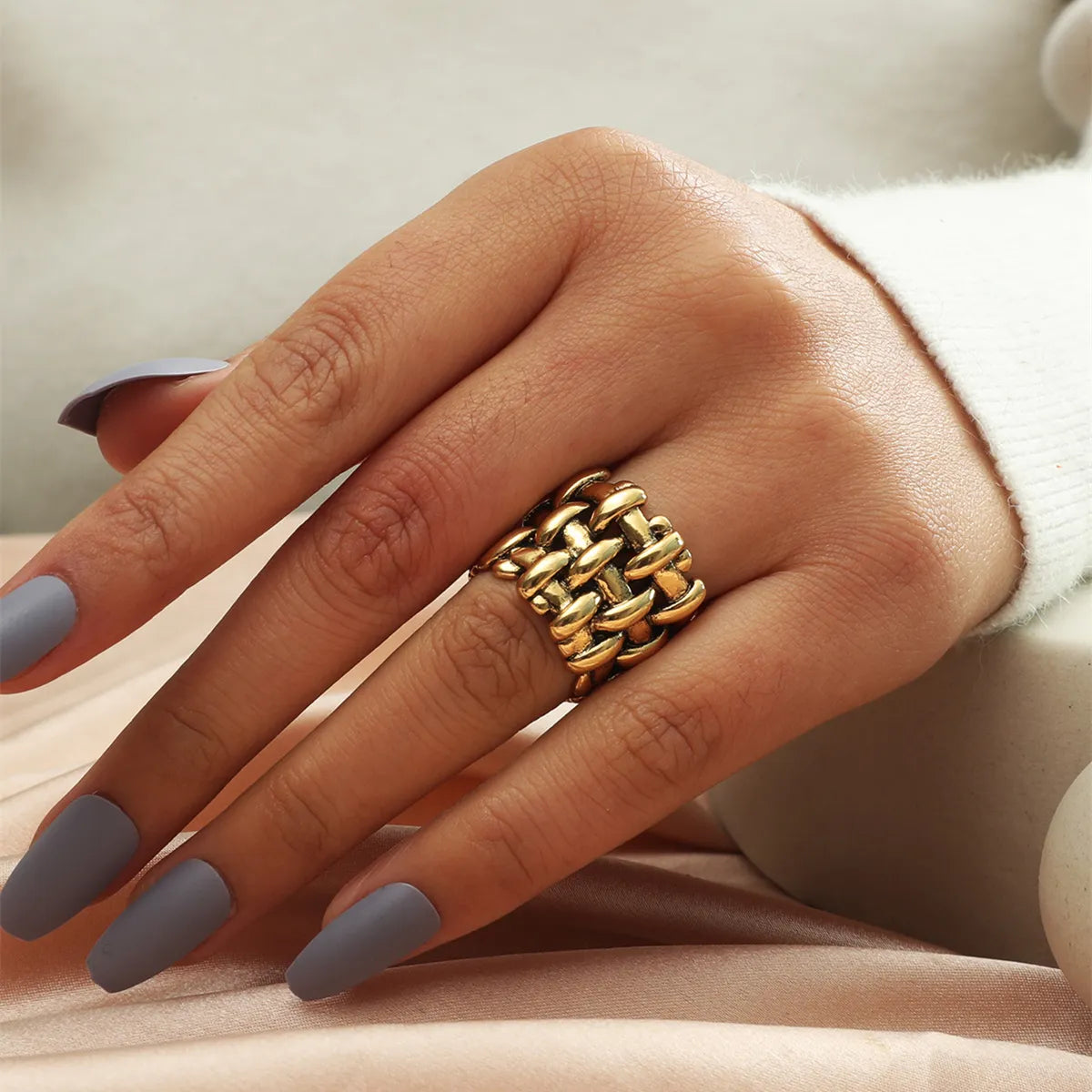 18k Gold Plated Crossed Woven Shape Ring